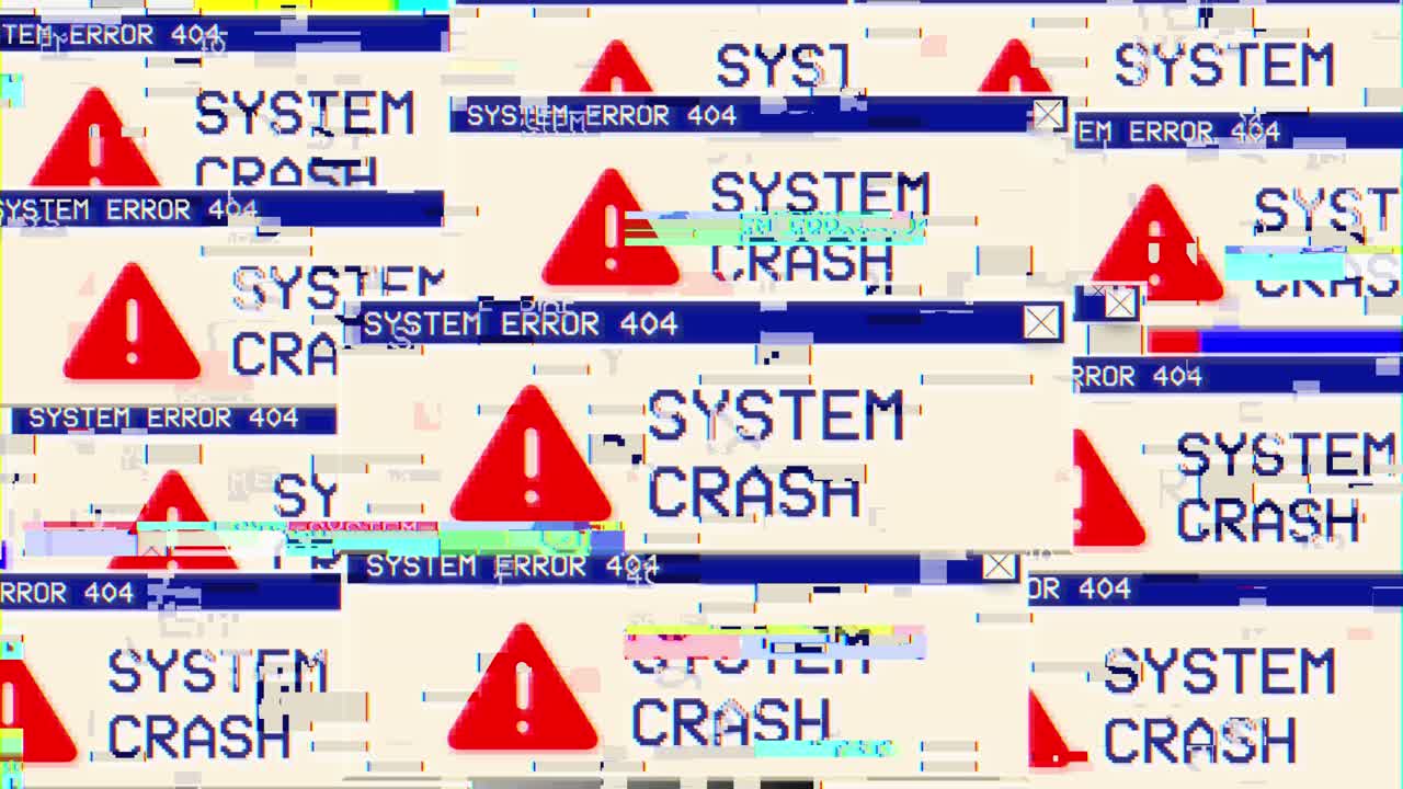 Abstract hacked system error firewall fail glitched pc screen error message cyberattack hacking loop