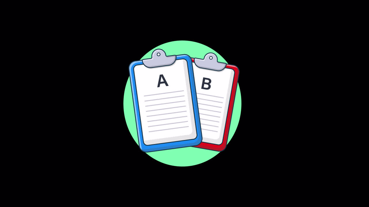 Animeret illustration af to clipboards med A og B