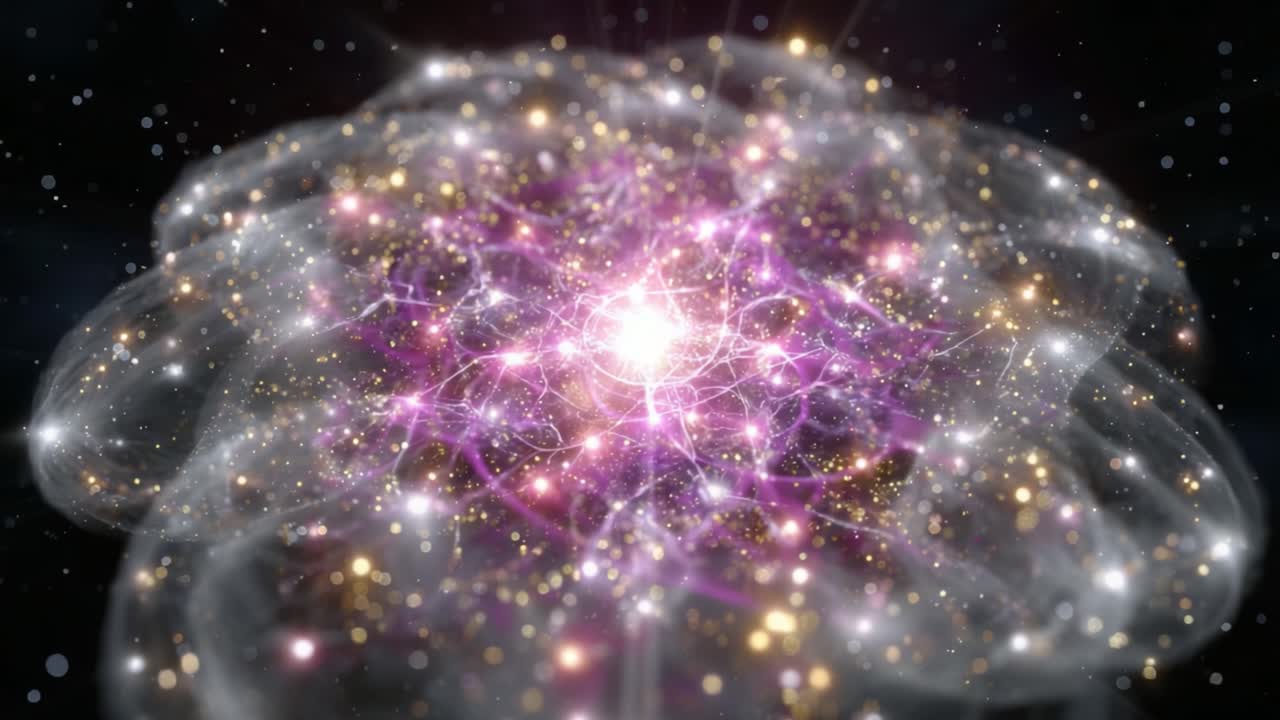 A Stunning Visual Representation of Cosmic Phenomena: An Abstract Interpretation of a Vibrant Galactic Cloud with Dazzling Stars and Radiant Energy