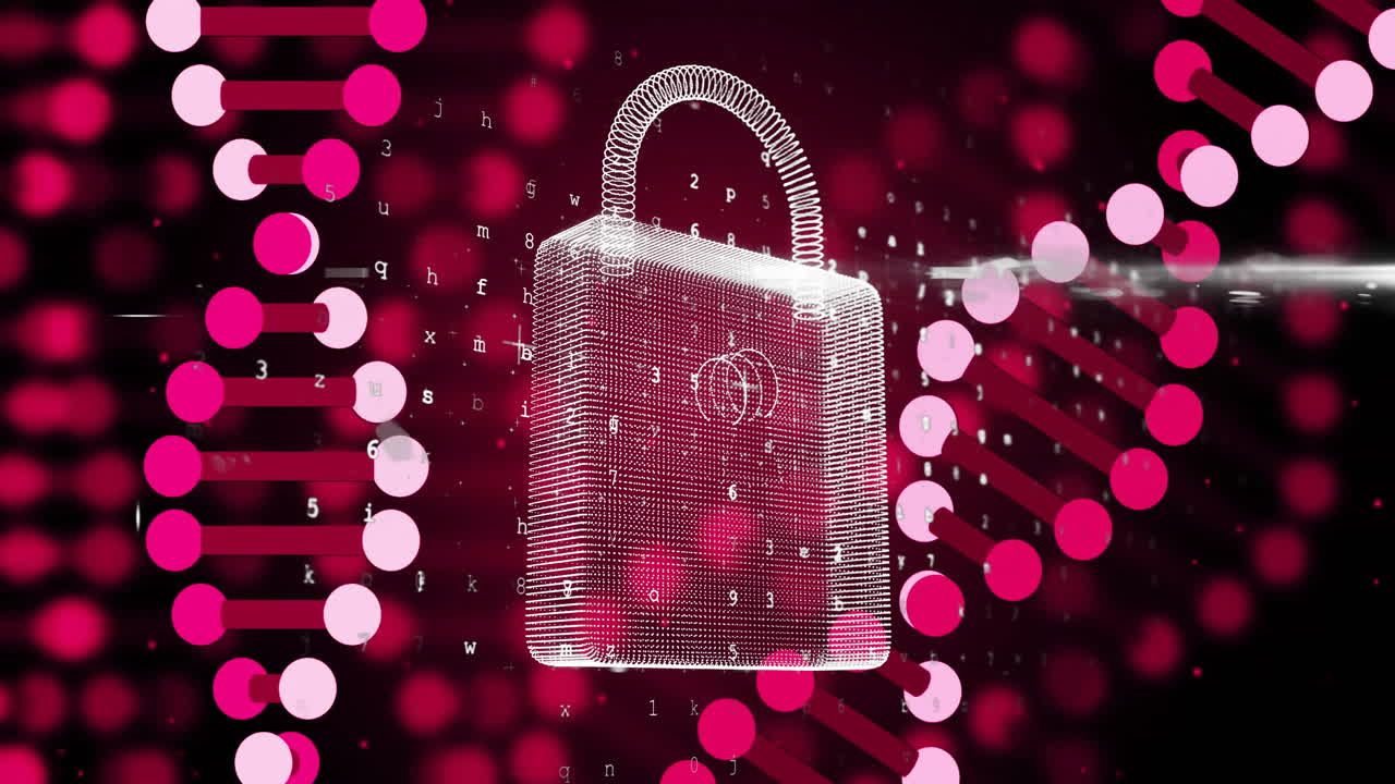 animación de cadenas de adn, procesamiento de datos científicos a través de un candado