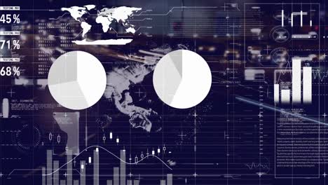 Animación-De-La-Interfaz-Infográfica-Sobre-El-Globo-Contra-El-Lapso-De-Tiempo-De-Vehículos-En-Movimiento-En-La-Calle