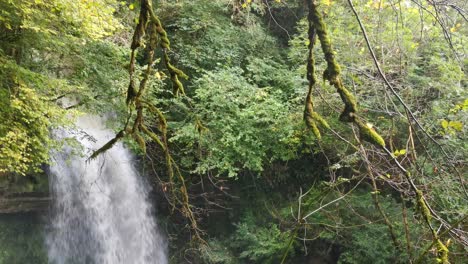 cascada de glencar anidada en un pequeño desfiladero en irlanda y a finales de otoño llena de agua después de la lluvia
