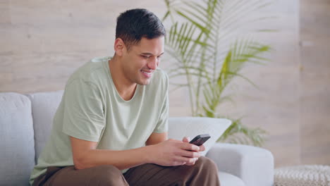 Streaming,-social-media-and-happy-man-texting