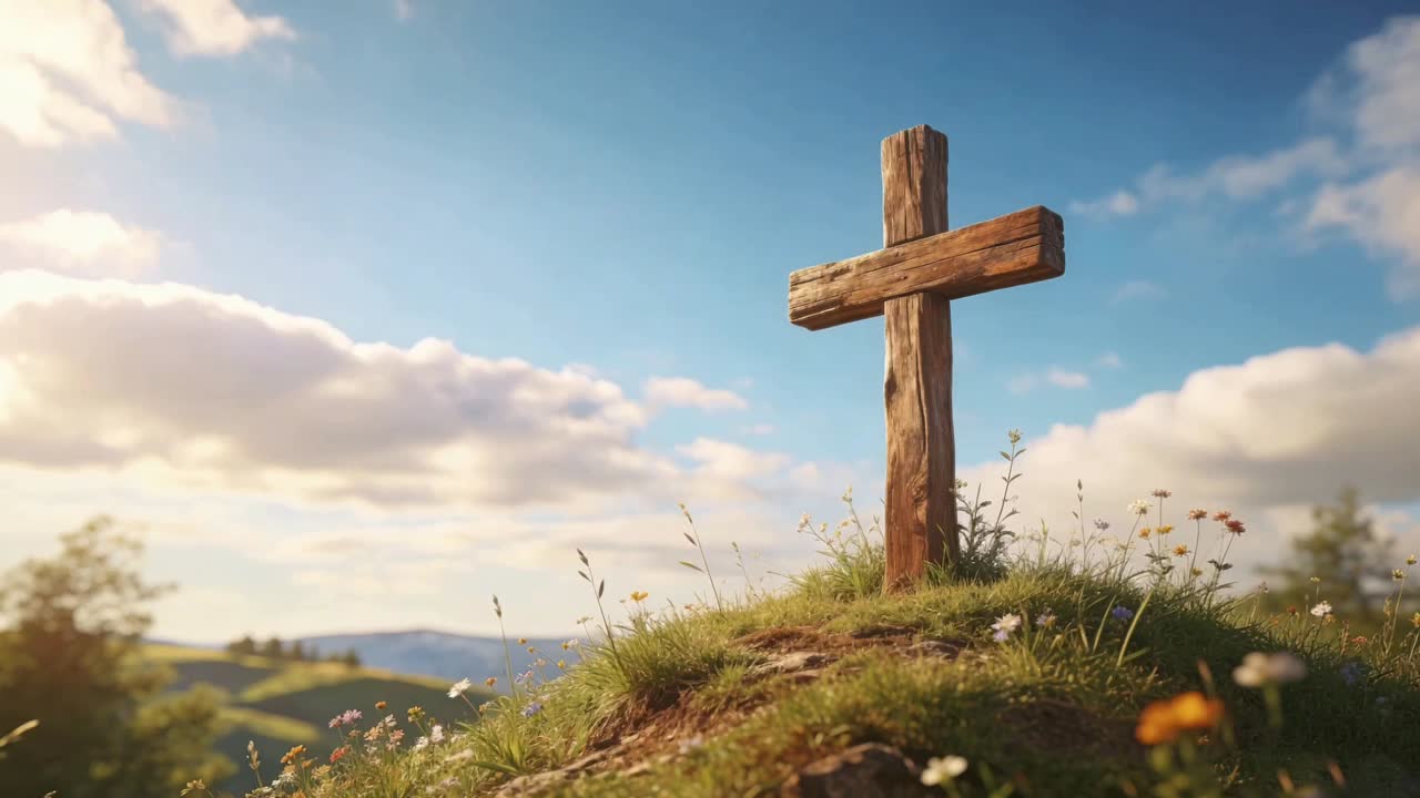 Frohe Ostern Kreuz Hintergrund.