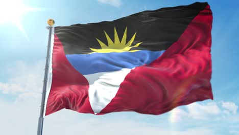 4k-Ilustración-3d-De-La-Bandera-Ondeante-En-Un-Poste-Del-País-Antigua