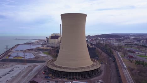 Good-aerial-over-a-nuclear-power-plant-on-Lake-Michigan-4