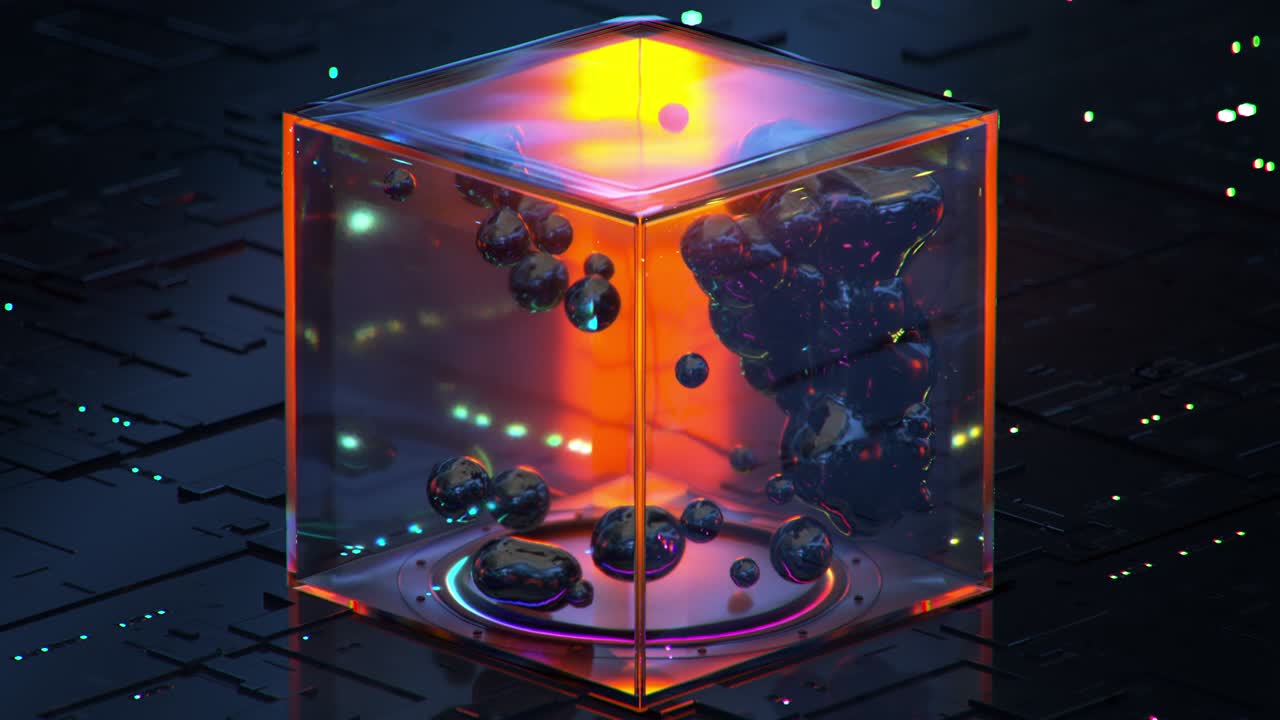 Abstract 3d rendering of sci-fi fluid with zero gravity seamless loop animation