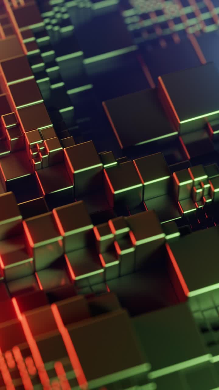Abstract background with moving wave cubes. Vertical looped video