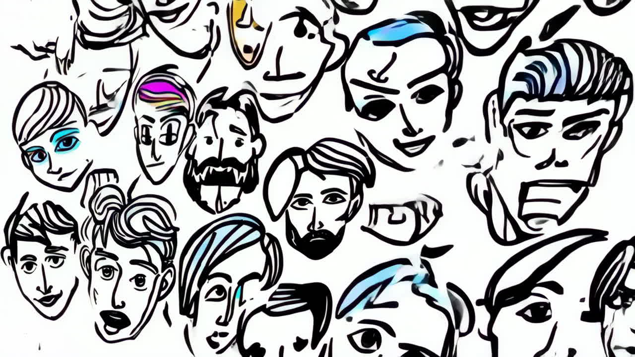 Stylized Line Art Faces Compilation