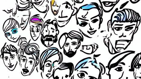 stylized line art faces compilation