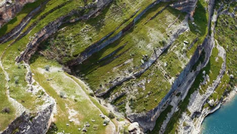 Aerial-view-of-Canyon-on-the-Euphrates-River,-Huge-steep-cliffs