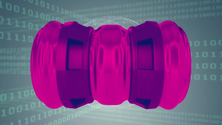 Animation of engine spinning over binary coding