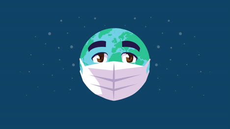 earth planet using face mask comic character
