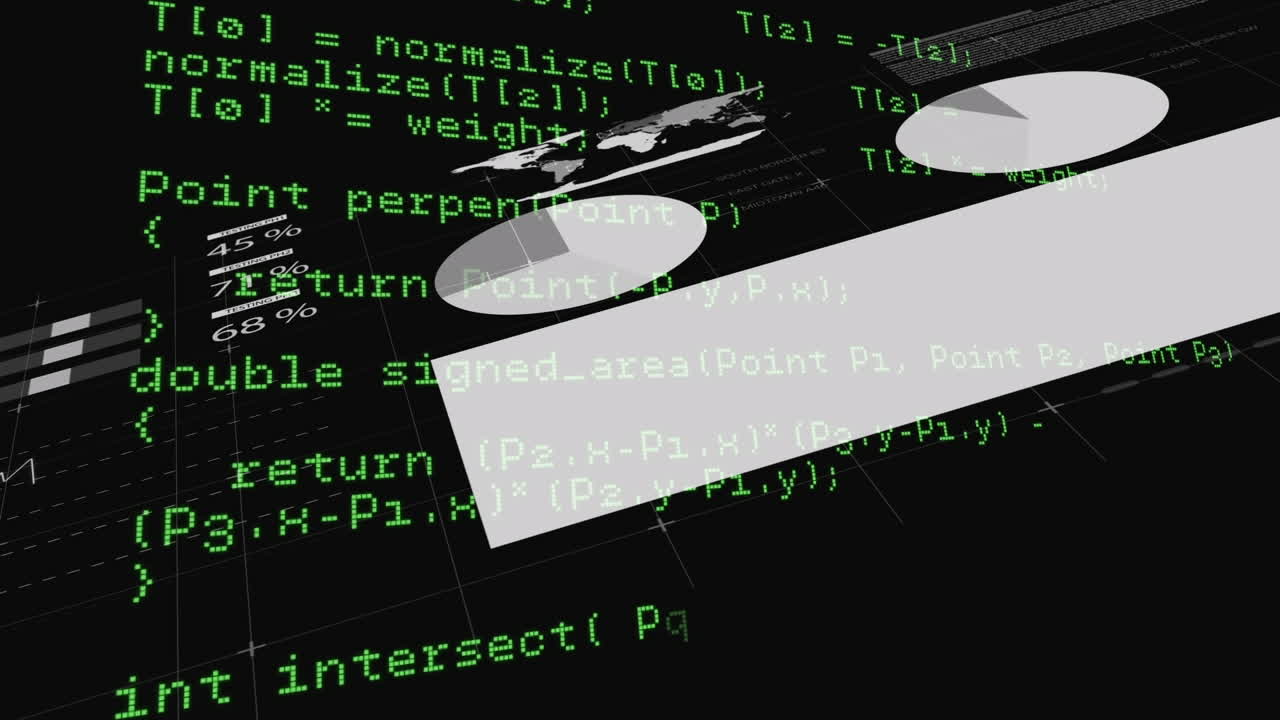 animación del procesamiento de datos sobre un fondo negro