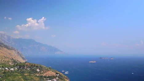 spectacular amalfi coastline view from hillside. locked off