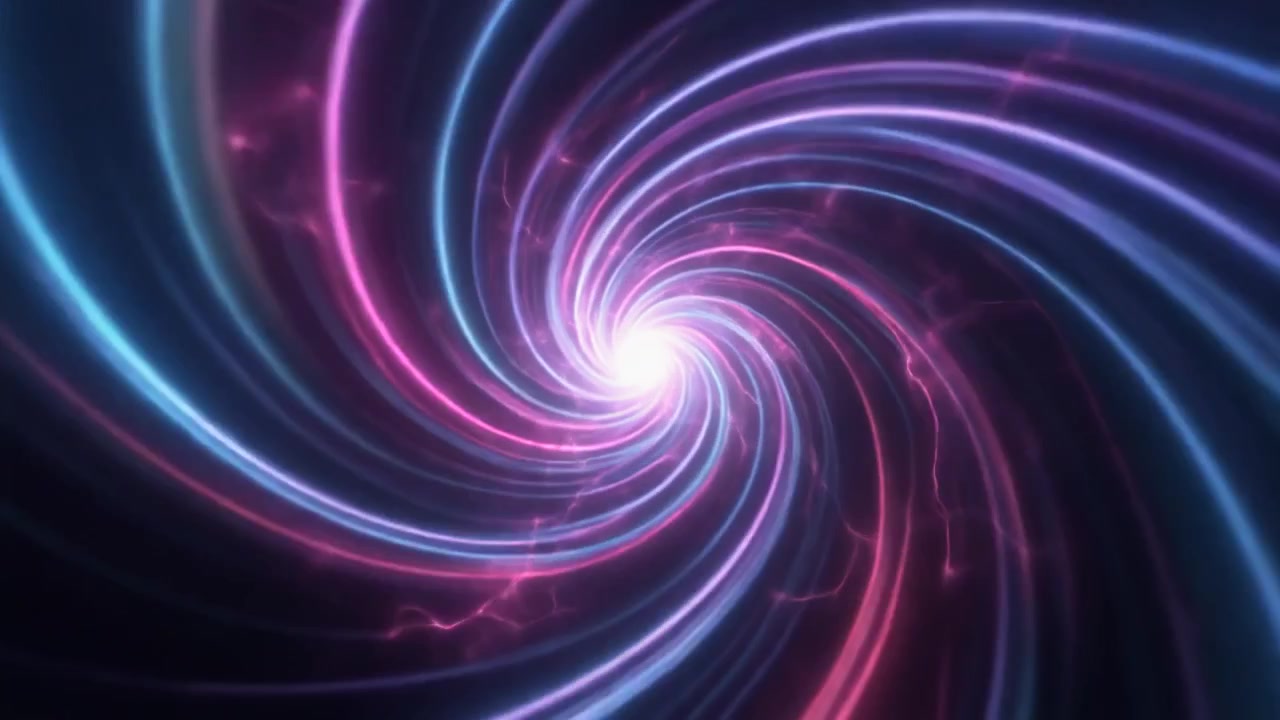 Abstract Glowing Spiral Tunnel with Neon Light Streaks