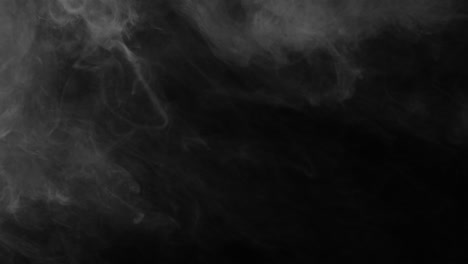 static shot of dark, wispy fog provides a mysterious texture on a black background. versatile moody overlay for cinematic projects
