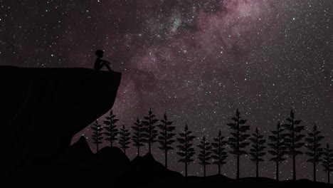 silhouetted figure against a cosmic backdrop.