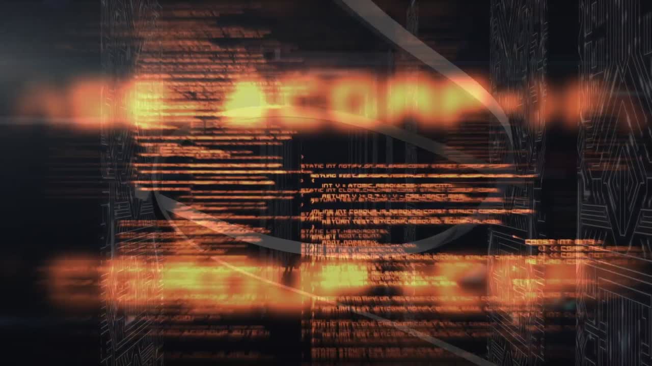 animación del procesamiento de datos sobre un fondo negro