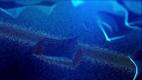 las partículas de brillo forman la superficie como un paisaje futurista en el espacio digital o un holograma como un elemento de gráficos de información en una pantalla de ciencia ficción.