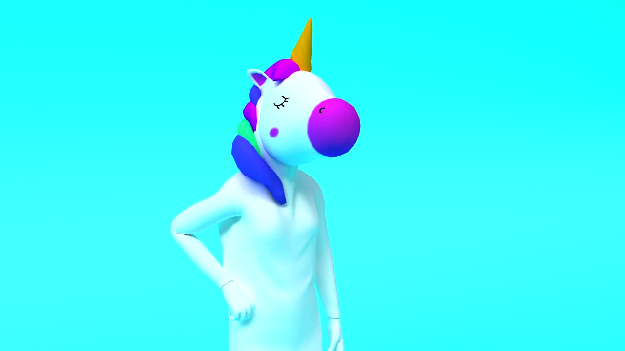 Unicorn talking with someone. Loop animation with Alpha Mask 4k animation