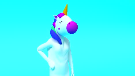 unicornio hablando con alguien animación de bucle con alfa máscara animación 4k