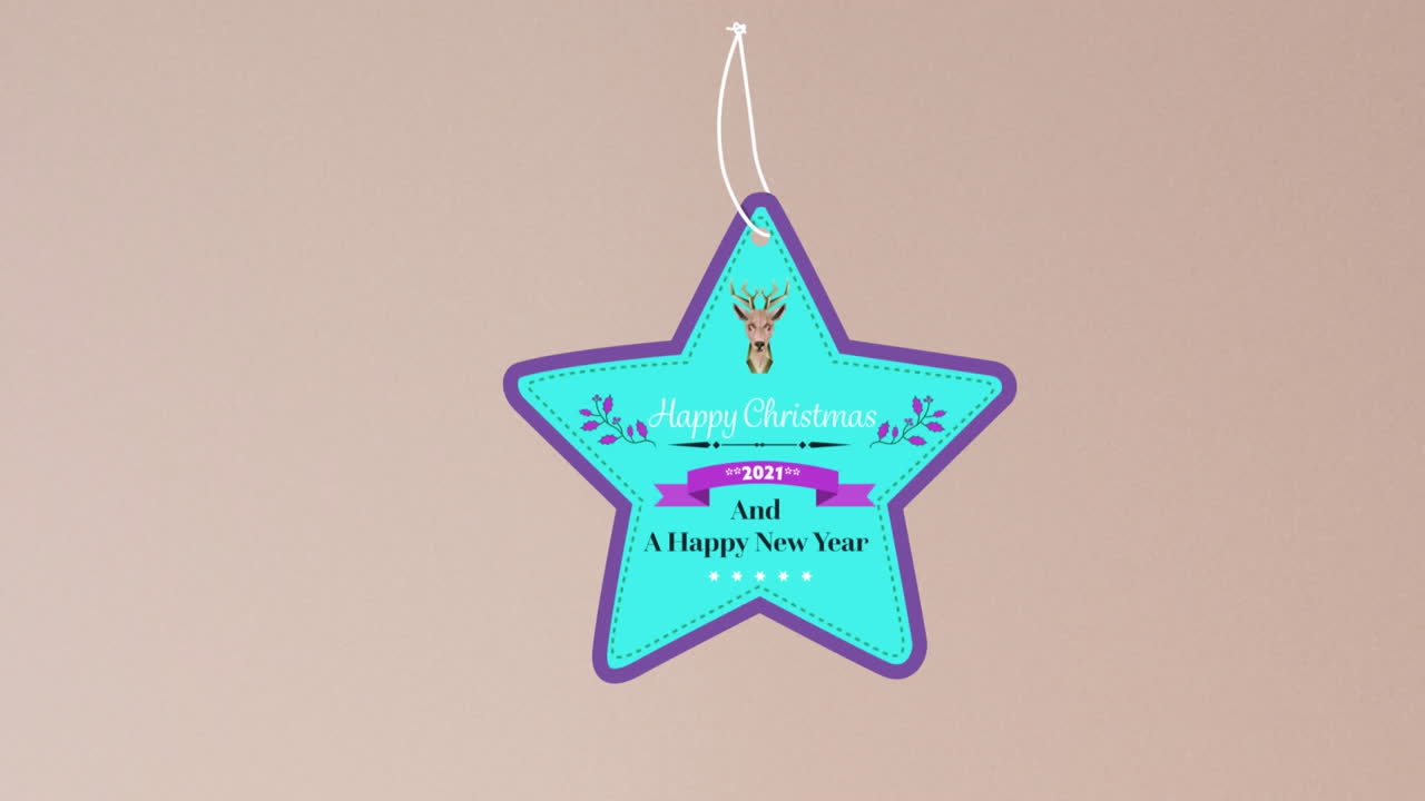 베이지색 배경 위 에 있는 태그 에 있는 크리스마스 인사 의 애니메이션