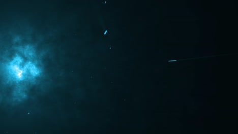 partículas espaciales futuristas en la estructura de energía redonda brillando en una explosión impresionante entre las nubes del cielo azul. elemento de diseño de globo espacial vfx. abstracto luces coloridas animación de fondo energía rayo poder eléctrico magnético.