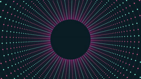 dynamic and abstract design of curved lines and floating dots on black background