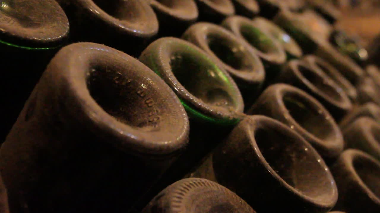 Stack of wine bottles