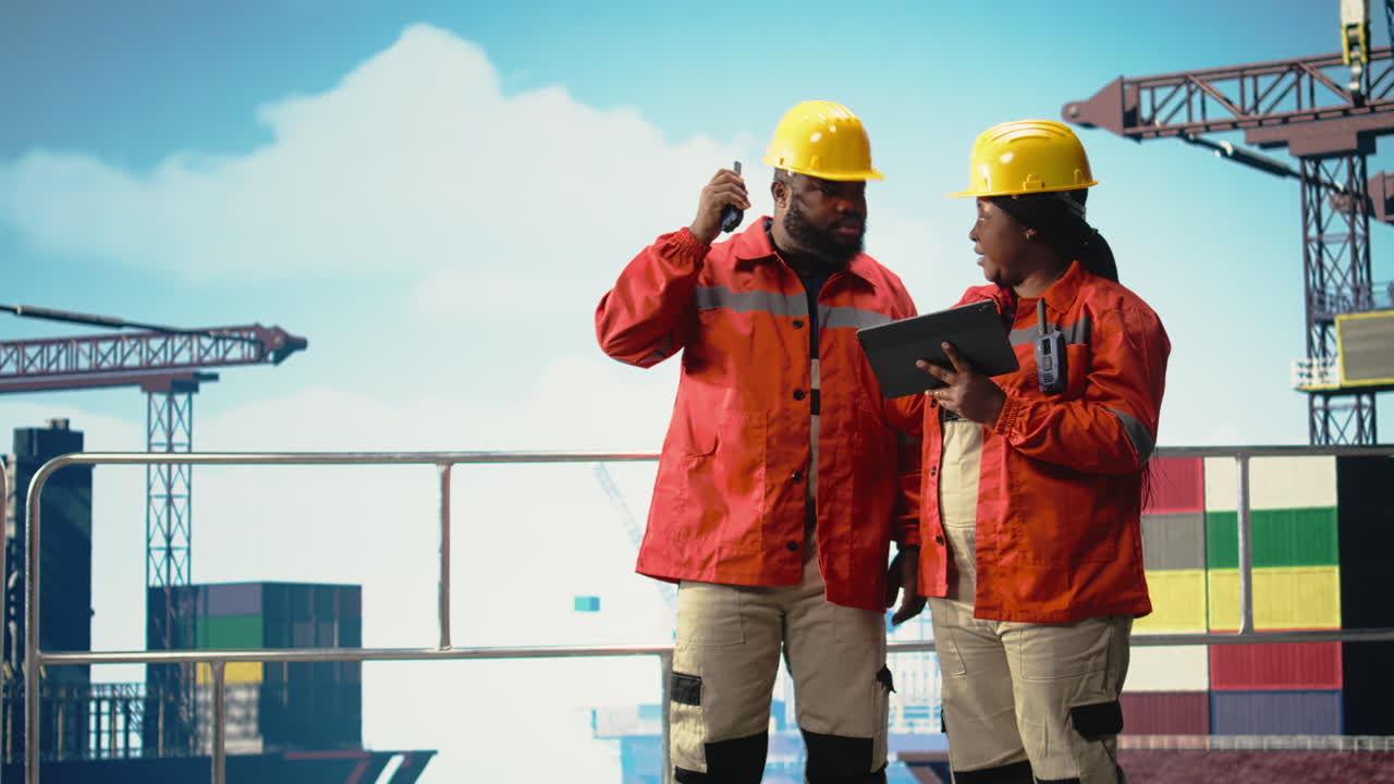 Vertical video Environmental expert inspect offshore platform operations for pollution