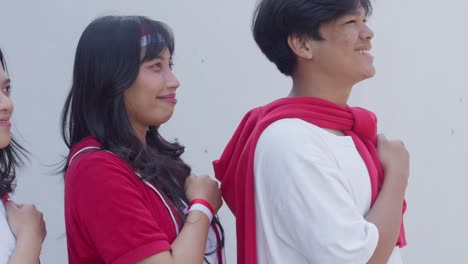 group of young woman and man giving salute celebrate indonesian independence day on august 17