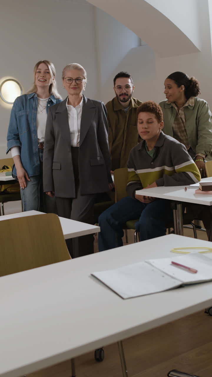 Group of students with teacher in classroom