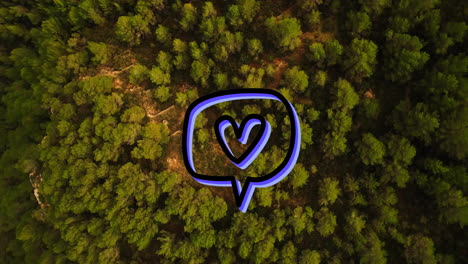 animation of heart in speech bubble over landscape