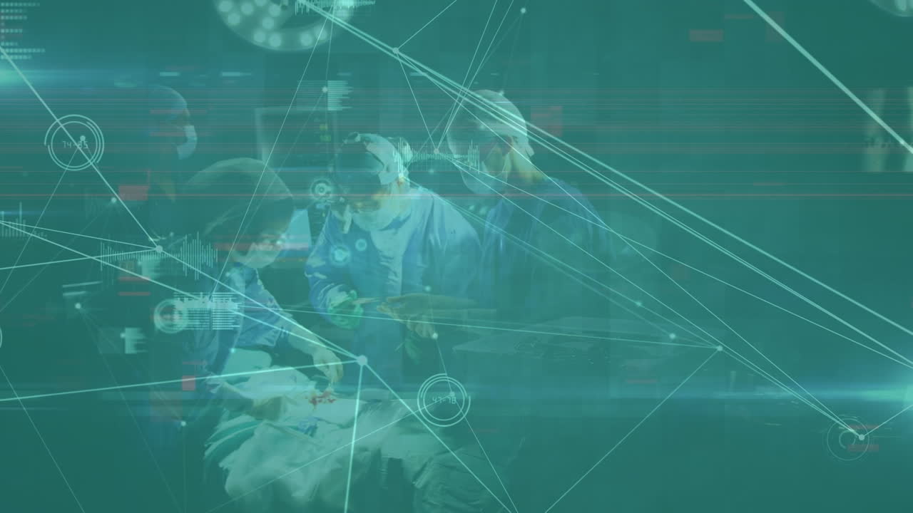수술 중에 다양한 외과 의사에 대한 데이터 처리의 애니메이션