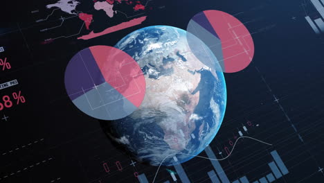 animación de procesamiento de datos y diagramas en todo el mundo