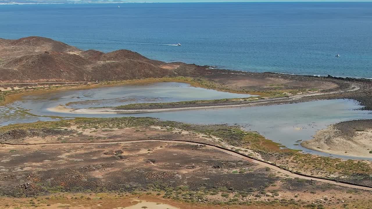 Canary Islands landscape with water and land features near ocean