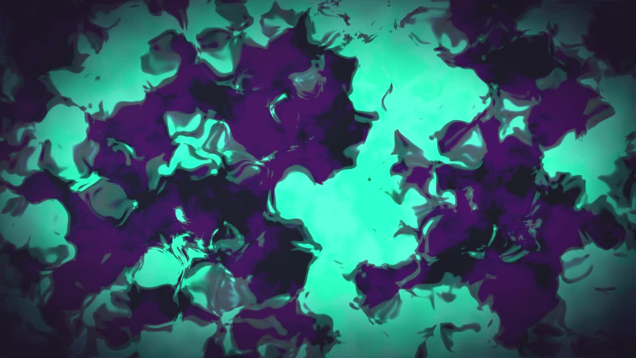 Sfondo astratto dinamico con forme liquide viola e verde acqua che si trasformano