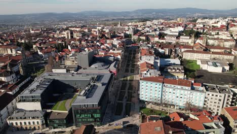 fly above city center of braga portugal 11
