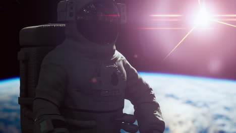 astronauta trabajando en una nave espacial. elementos de imagen proporcionados por la nasa