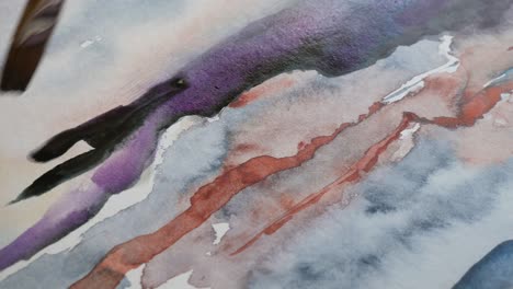 loose watercolor brushstroke on abstract painting, closeup