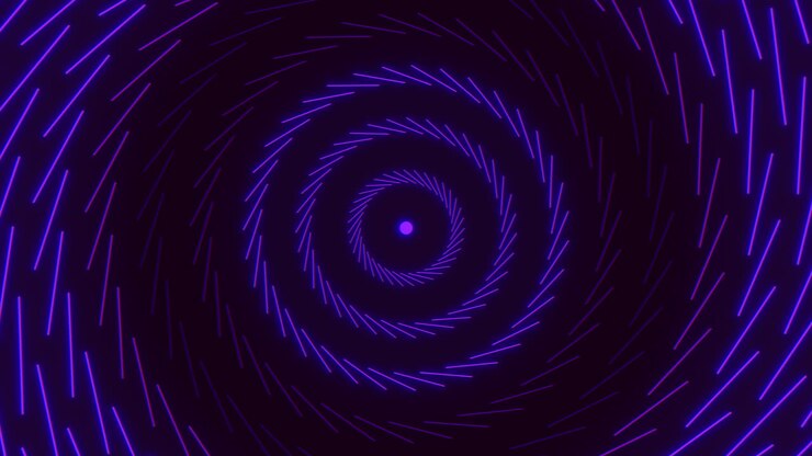 Garis neon spiral ungu dalam efek vertigo