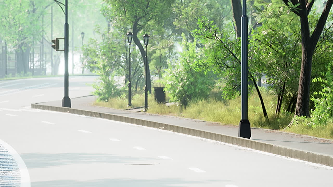 비어 있는 아스팔트 도로 와  ⁇ 은 날 에 도시 풍경 의 아름다운 전망