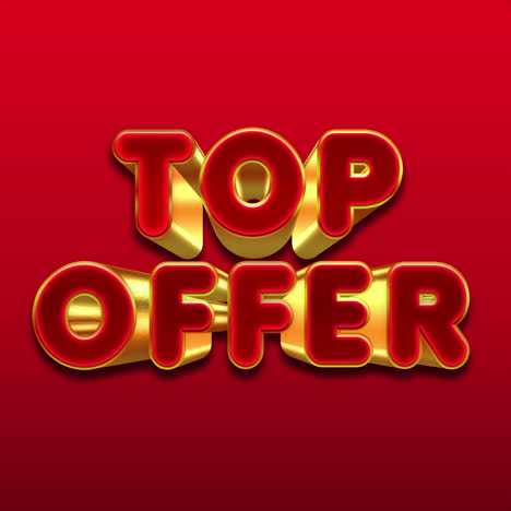 top offer 3d gold and red text banner