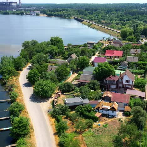 aerial view over countryside