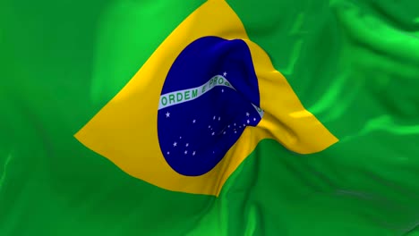 brazil flag waving in wind slow motion animation . 4k realistic fabric texture flag smooth blowing on a windy day continuous seamless loop background.