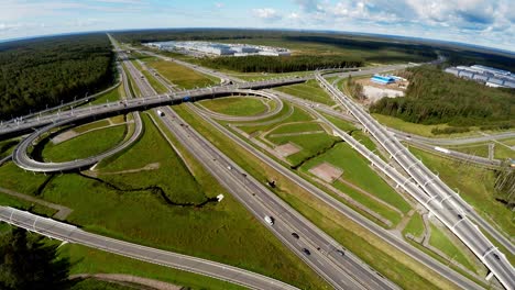 aerial view. highway road junction. st. petersburg ring road. 4k.