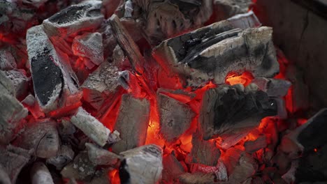 hot charcoal burning in grill