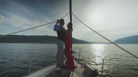 romantic couple on a yacht