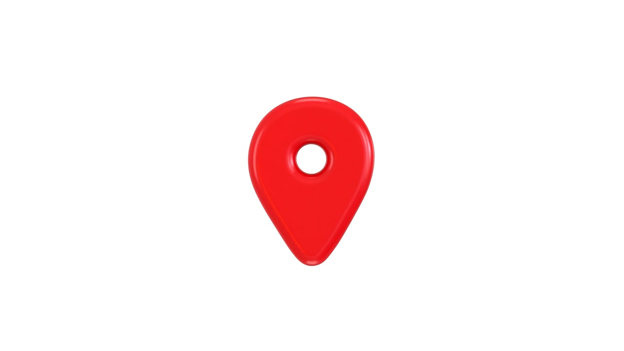 Rotating Red Map Location Pin Icon on White Background